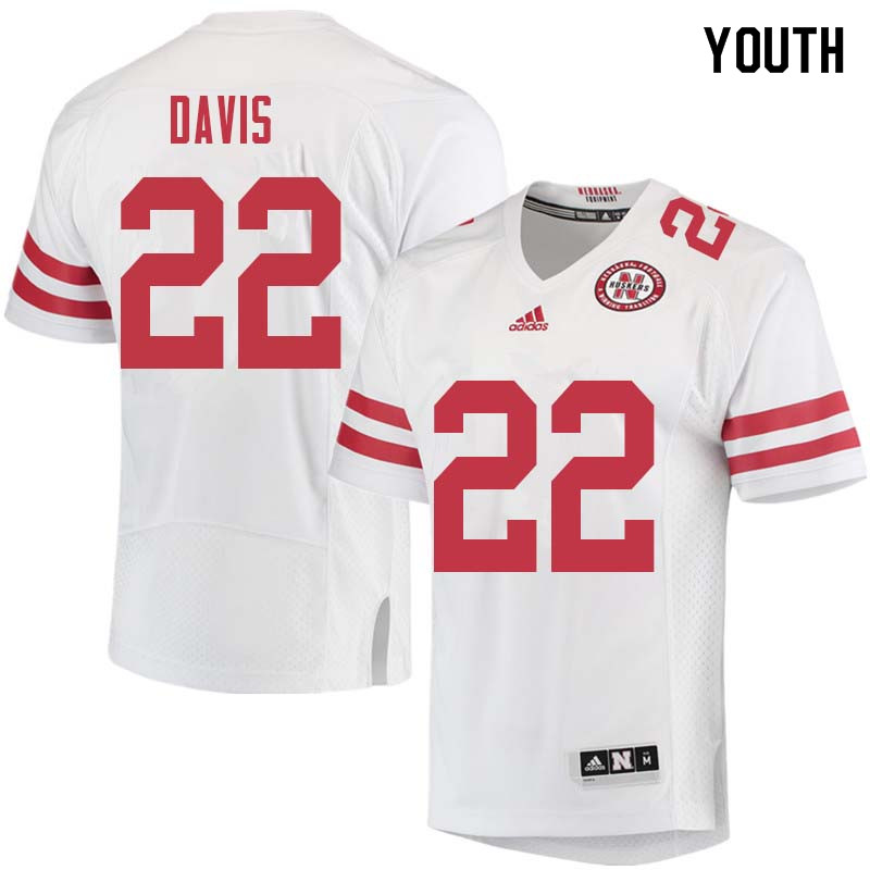 Youth #22 Alex Davis Nebraska Cornhuskers College Football Jerseys Sale-White